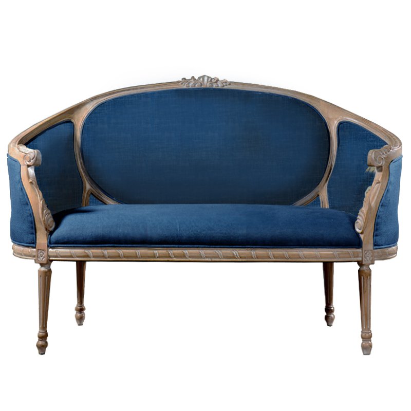 Диван Berjer 2 seat Bench Sofa Синий Дерево Акация Диван Berjer 2 seat Bench Sofa Синий Дерево Акация в Саратове | Loft Concept