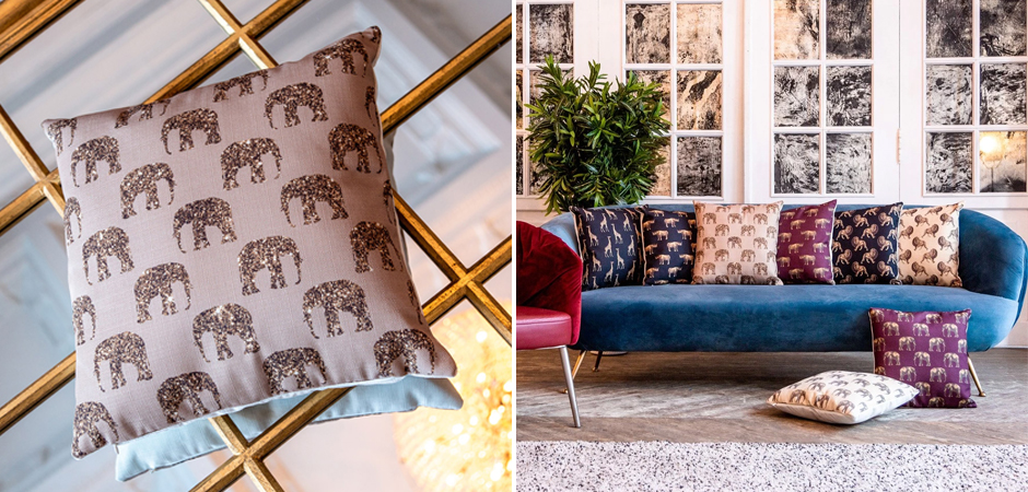 Декоративная подушка с узором из слонов Home Safari Glow - Loft-Concept в Саратове