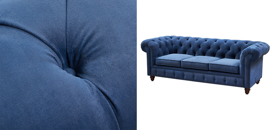 Диван Mini Kensington Sofa triple blue velor Диван Mini Kensington Sofa triple blue velor - Loft-Concept в Саратове