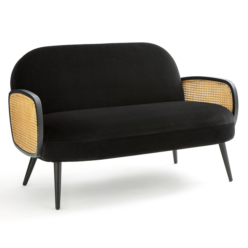Диван Morten Wicker Black Sofa Черный Черный в Саратове | Loft Concept 