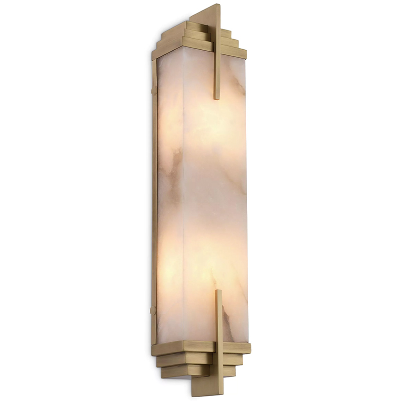 Бра Eichholtz Wall Lamp Harman Brass Латунь Бежевый Белый Мрамор Bianco в Саратове | Loft Concept 