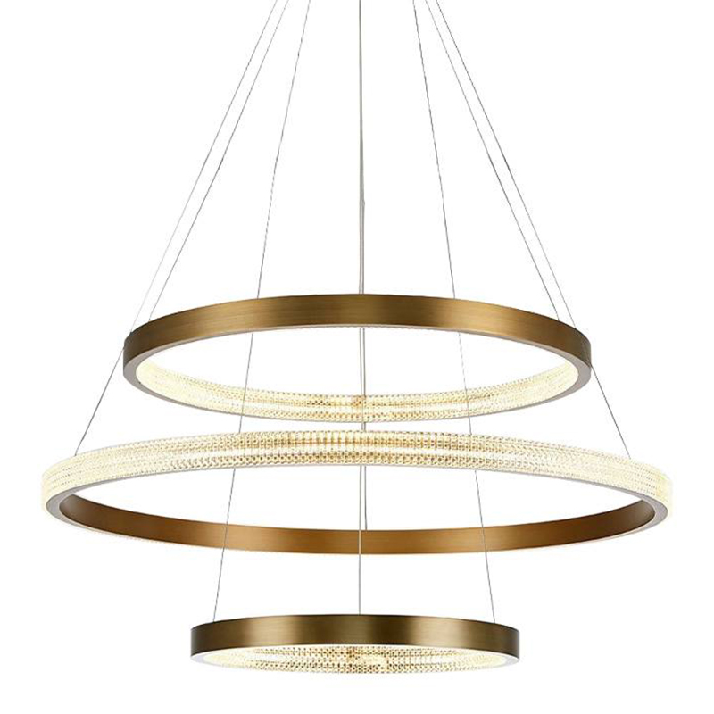 Люстра композиция из трех колец Trio Round Horizontal Rings Brass Chandelier Латунь Прозрачный Люстра композиция из трех колец Trio Round Horizontal Rings Brass Chandelier Латунь Прозрачный в Саратове | Loft Concept