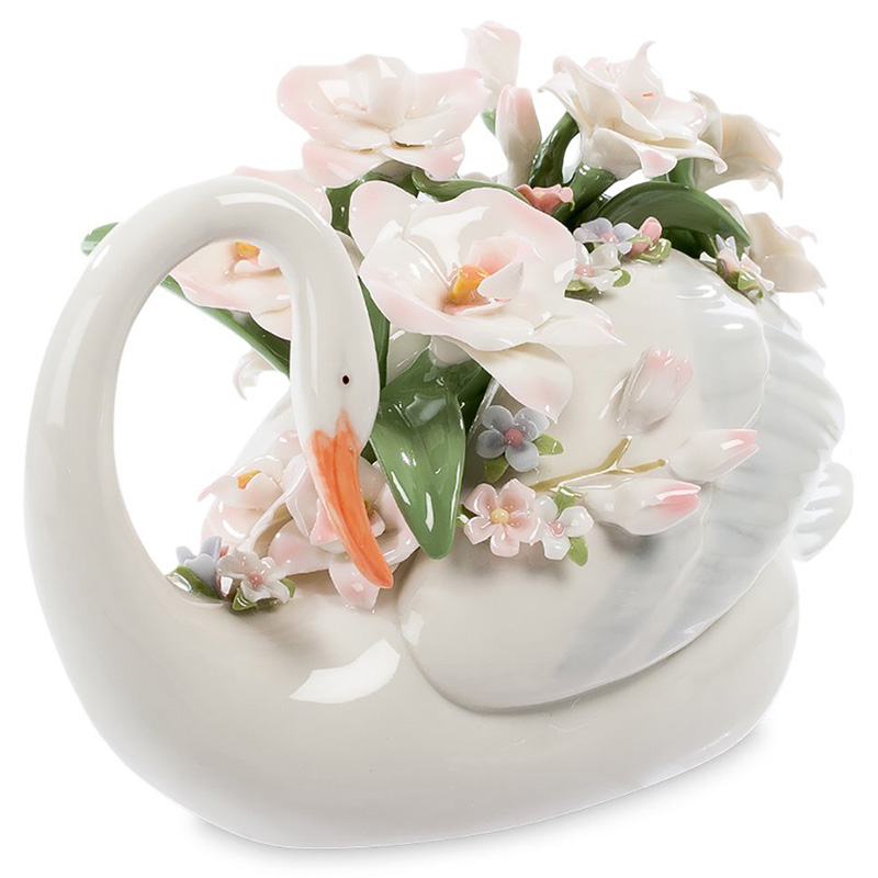 Статуэтка фарфоровая Лебедь с цветами Charming Statuette Белый Розовый Зеленый Оранжевый Статуэтка фарфоровая Лебедь с цветами Charming Statuette Белый Розовый Зеленый Оранжевый в Саратове | Loft Concept