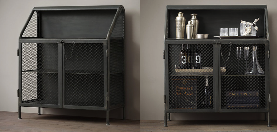 Бар металлический в стиле Лофт Vintage French Factory Bar Cart Бар металлический в стиле Лофт Vintage French Factory Bar Cart - Loft-Concept в Саратове