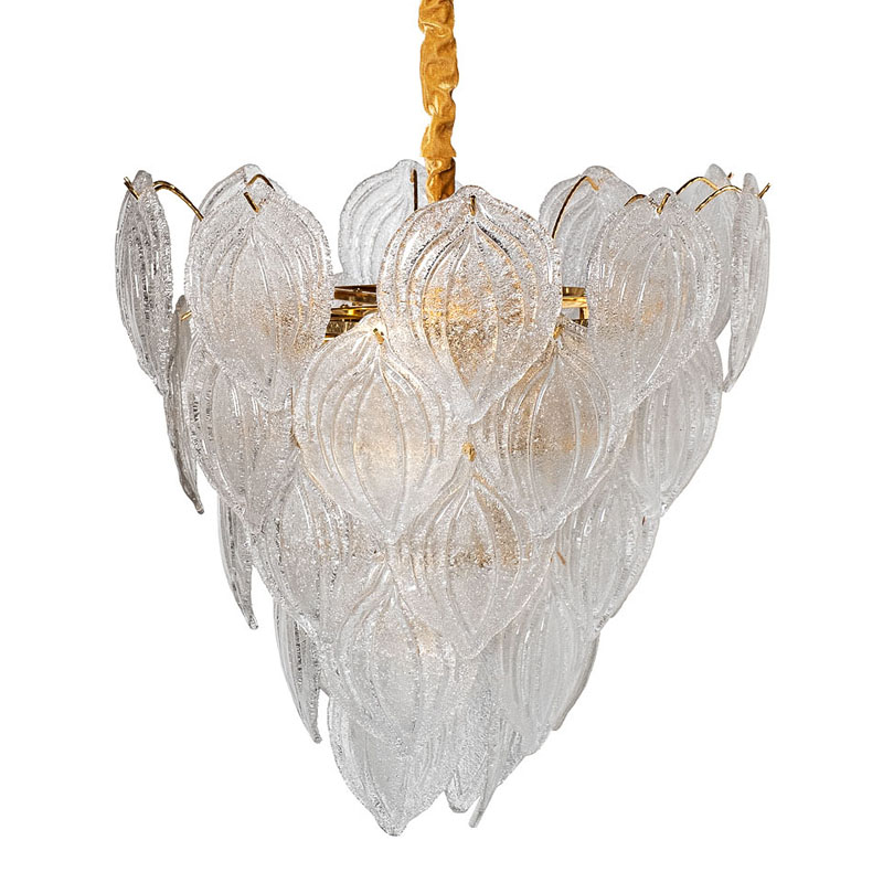 Люстра Textured Glass Chandelier Petal 10 Глянцевое золото в Саратове | Loft Concept 