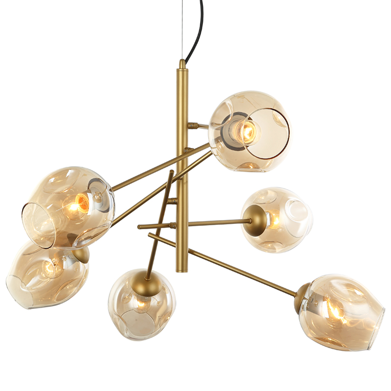 Люстра Branching Bubble Chandelier Vertical Gold Золотой Янтарь (Amber) в Саратове | Loft Concept 