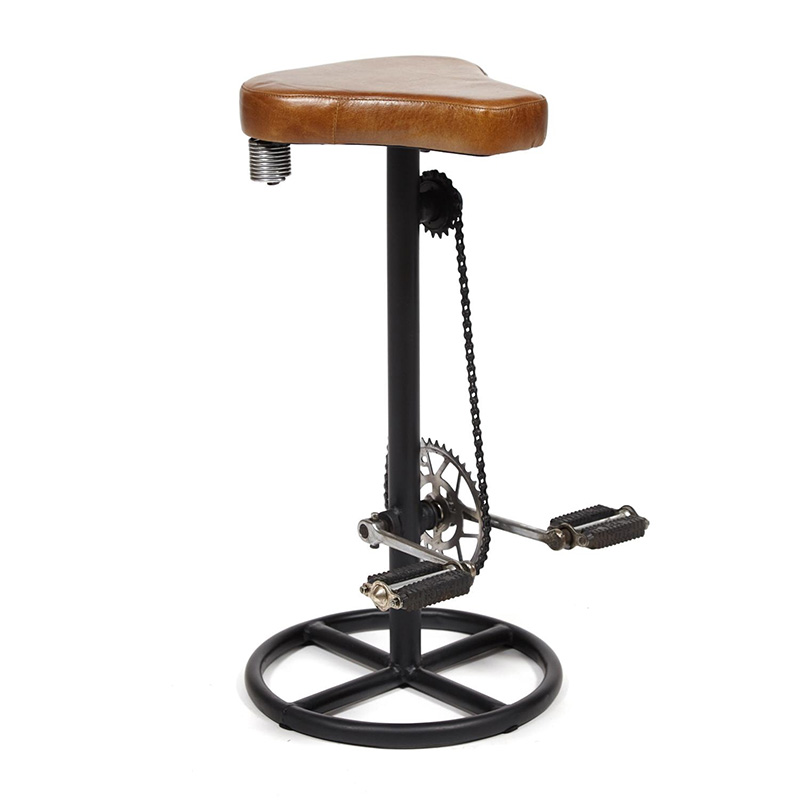 Барный стул с педалями от велосипеда Industrial leather bar stool with bicycle pedals Коричневый Черный в Саратове | Loft Concept 