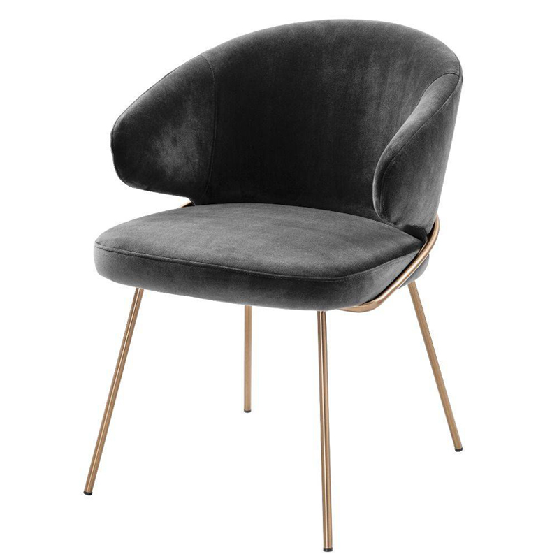 Стул Eichholtz Dining Chair Kinley dark grey Серый Латунь в Саратове | Loft Concept 