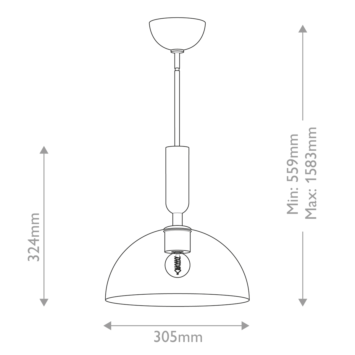 Подвесной светильник с прозрачным полусферическим стеклянным плафоном Alora Mood  в Саратове