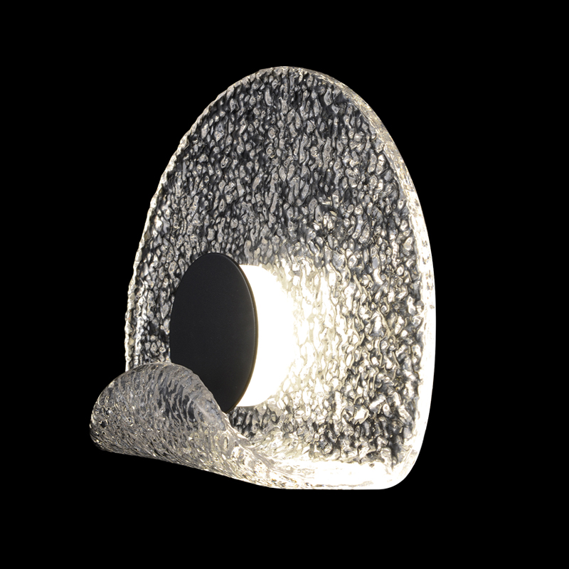 Бра из текстурированного прозрачного стекла с изогнутым краем Textured Glass Черный Прозрачное Стекло Бра из текстурированного прозрачного стекла с изогнутым краем Textured Glass Черный Прозрачное Стекло в Саратове | Loft Concept