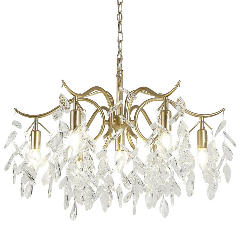 Люстра Hanging Crystal Leaves Chandelier 71 матовое золото Прозрачный (Transparent) в Саратове | Loft Concept 