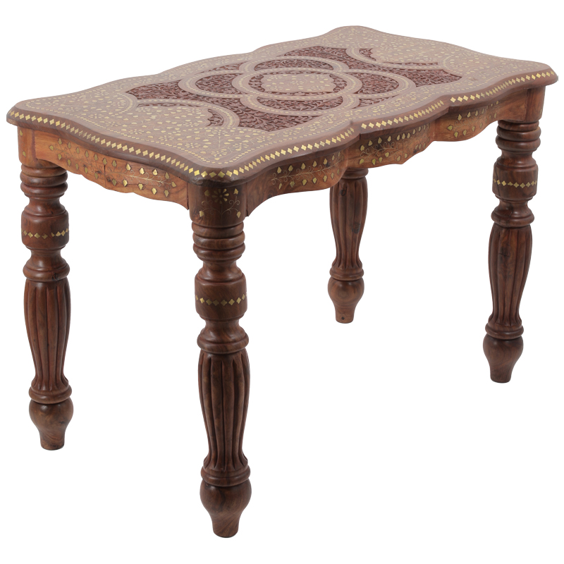 Кофейный стол из дерева с инкрустацией Wooden Bone Inlay Coffee Table Коричневый Латунь Кофейный стол из дерева с инкрустацией Wooden Bone Inlay Coffee Table Коричневый Латунь в Саратове | Loft Concept