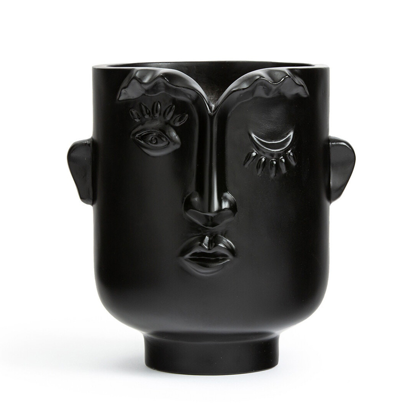 Ваза Black Head Vase Глянцевый черный в Саратове | Loft Concept 