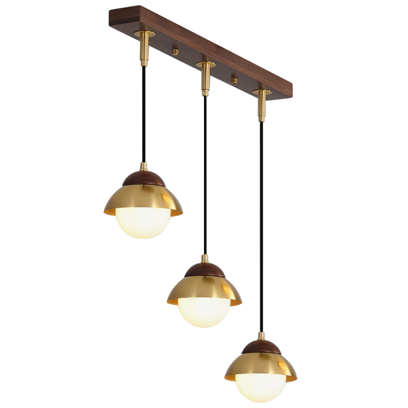 Линейный светильник Roch Linear Pendant Wooden Eco Light Белый Коричневый Латунь в Саратове | Loft Concept 