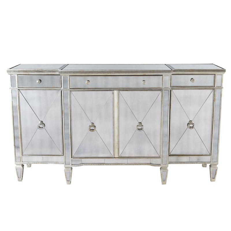 Комод зеркальный Celso Mirrored Chest of drawers 3 ящика и 4 дверцы Зеркало в Саратове | Loft Concept 