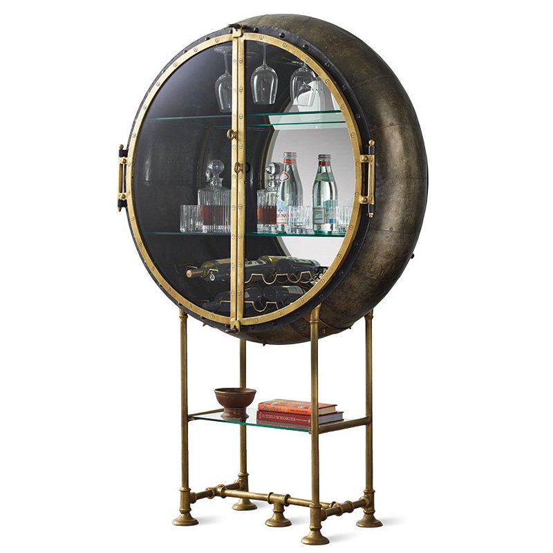 Шкаф Porthole Bar Restoration Hardware Латунь в Саратове | Loft Concept 