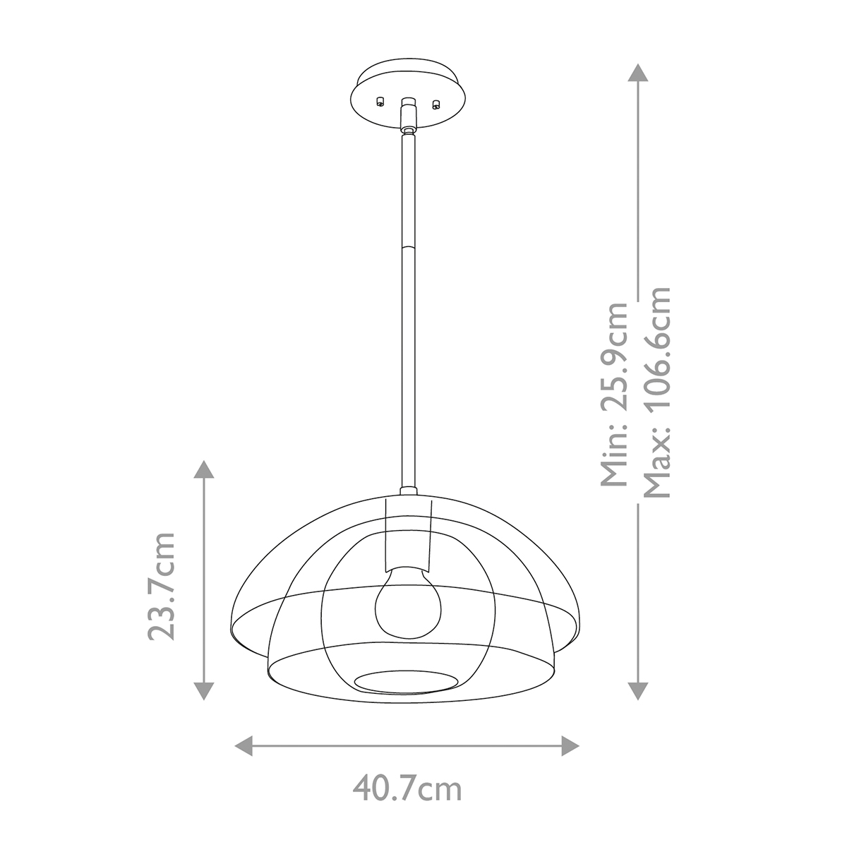 Подвесной светильник с прозрачным двойным стеклянным плафоном в форме купола и внутренней сферой Hinkley в Саратове