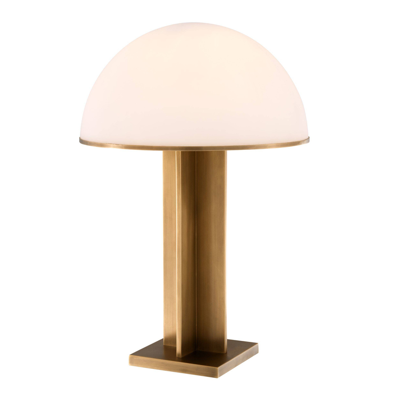 Настольная лампа Eichholtz Table Lamp Berkley Латунь Античная полированная Белое матовое стекло в Саратове | Loft Concept 