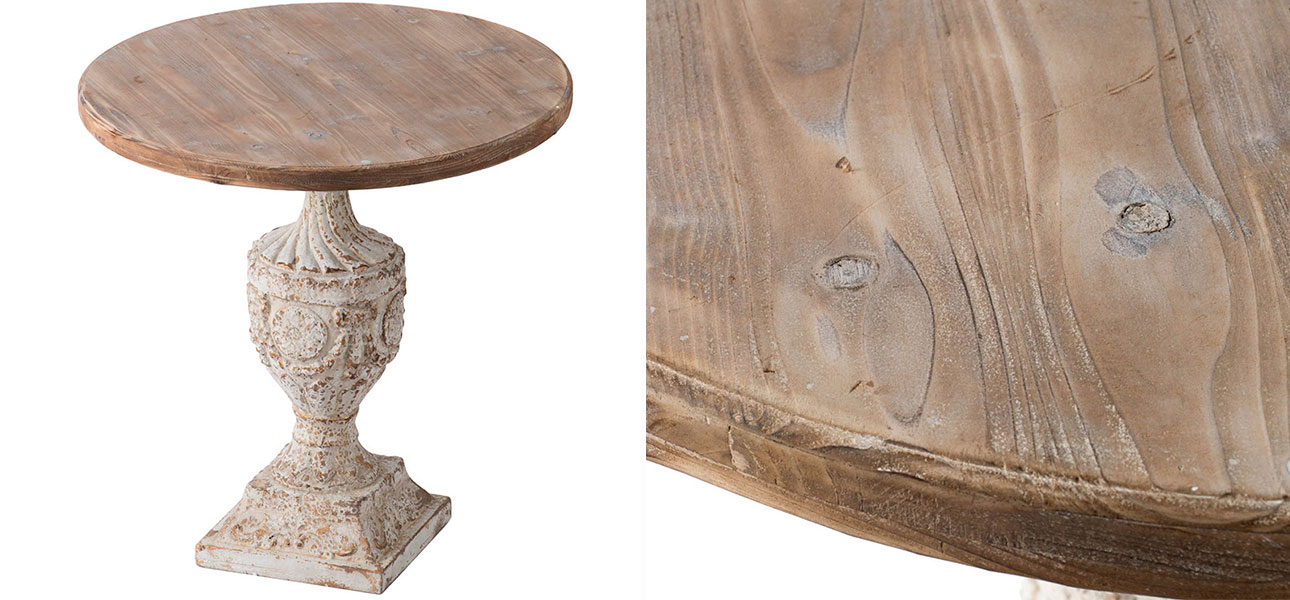 Столик круглый с гравировкой на ножке Evelyn - фото №1