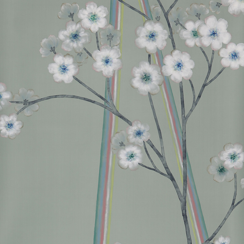 Обои ручная роспись Anemones in Light Daybreak on Blue Grey dyed silk Обои ручная роспись Anemones in Light Daybreak on Blue Grey dyed silk в Саратове | Loft Concept