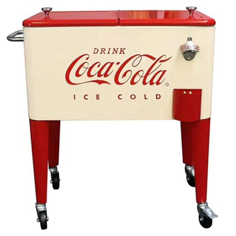 Куллер Retro Metal Coca-Cola Cooler Красный (Red) Бежевый в Саратове | Loft Concept 