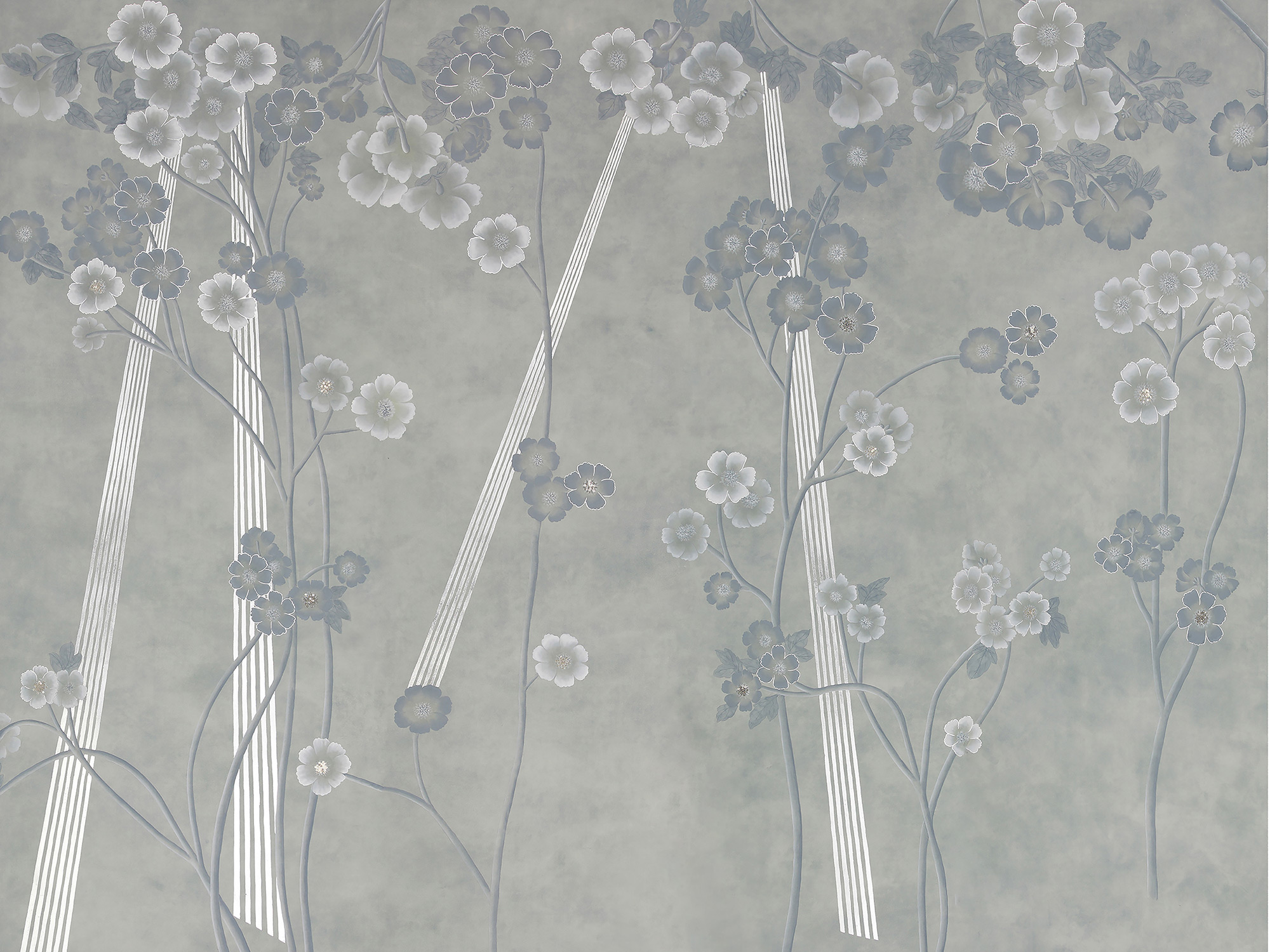 Обои ручная роспись Anemones in Light Special Colourway SC-235 on grey edo painted silk Обои ручная роспись Anemones in Light Special Colourway SC-235 on grey edo painted silk - постер Loft-Concept в Саратове
