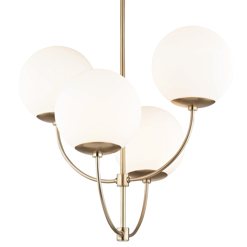 Люстра Breasal White Matte Balls Chandelier Brass Латунь Белое матовое стекло в Саратове | Loft Concept 