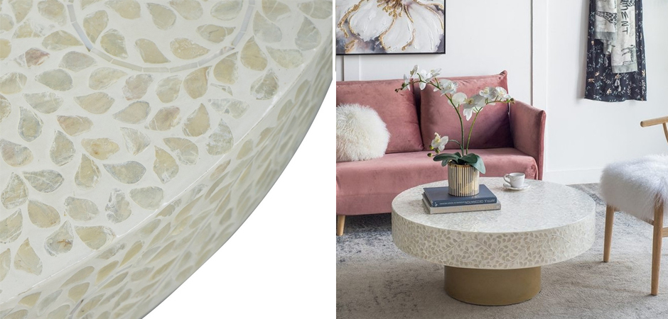 Стол Кофейный Bone Inlay с мозаичным рисунком из раковин устриц Стол Кофейный Bone Inlay с мозаичным рисунком из раковин устриц - Loft-Concept в Саратове