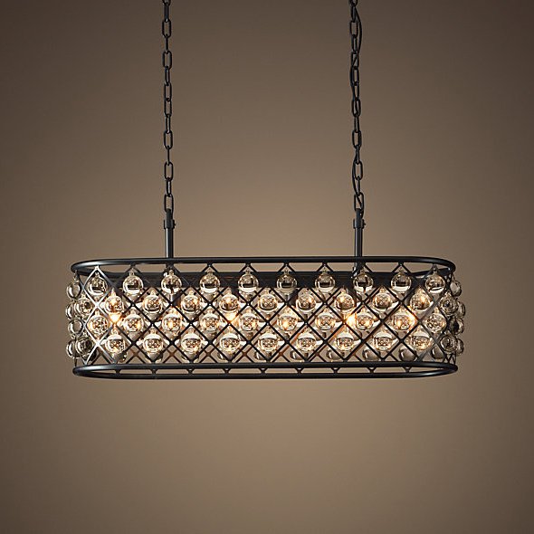 Люстра RH Spencer Rectangular Chandelier 80 Черный в Саратове | Loft Concept 