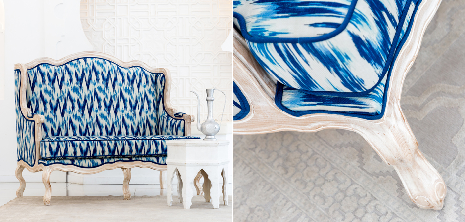 Двухместный диван с голубым узором Ikat Pattern Двухместный диван с голубым узором Ikat Pattern - Loft-Concept в Саратове
