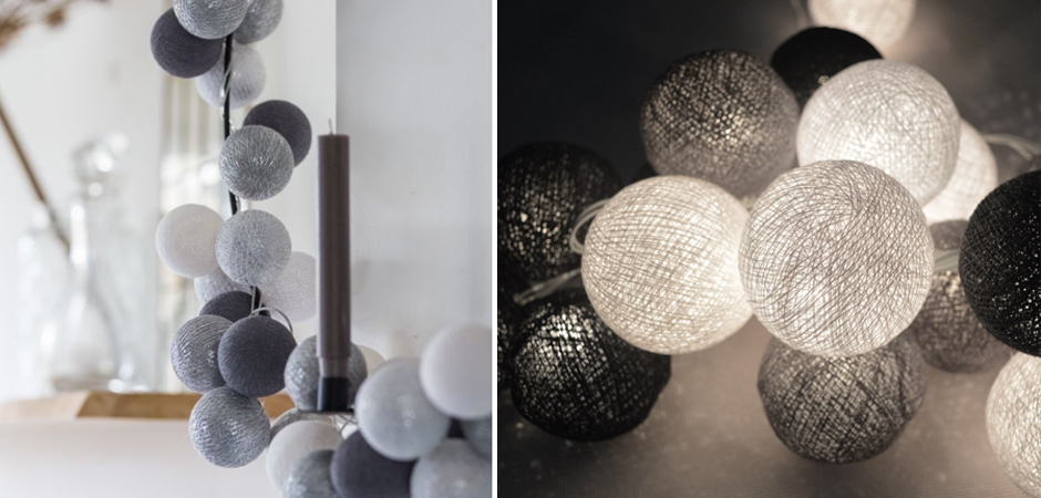 Гирлянда хлопковые фонарики Сotton Ball Silver Mix - Loft-Concept в Саратове