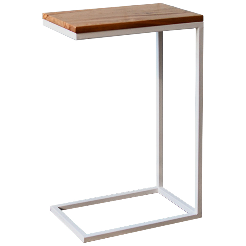 Приставной стол Hanson White Industrial Metal Rust Side Table Светлый дуб Белый в Саратове | Loft Concept 