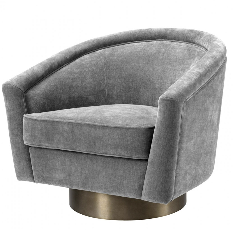 Кресло Eichholtz Swivel Chair Catene Grey Серый матовое золото в Саратове | Loft Concept 