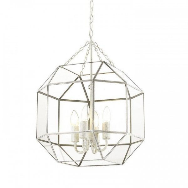 Подвесной светильник Glass & Metal Cage Pendant White 4 Белый в Саратове | Loft Concept 