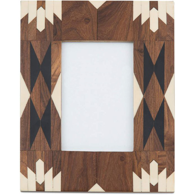 Фоторамка кость Brown Indian Wood Bone Inlay photo frame Бежевый Коричневый Фоторамка кость Brown Indian Wood Bone Inlay photo frame Бежевый Коричневый в Саратове | Loft Concept