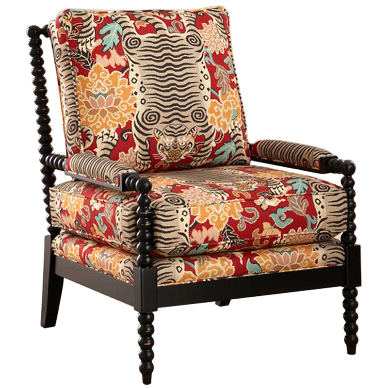 Кресло Tibetan Tiger Armchair Красный Бежевый Бирюзовый Черный Кресло Tibetan Tiger Armchair Красный Бежевый Бирюзовый Черный в Саратове | Loft Concept