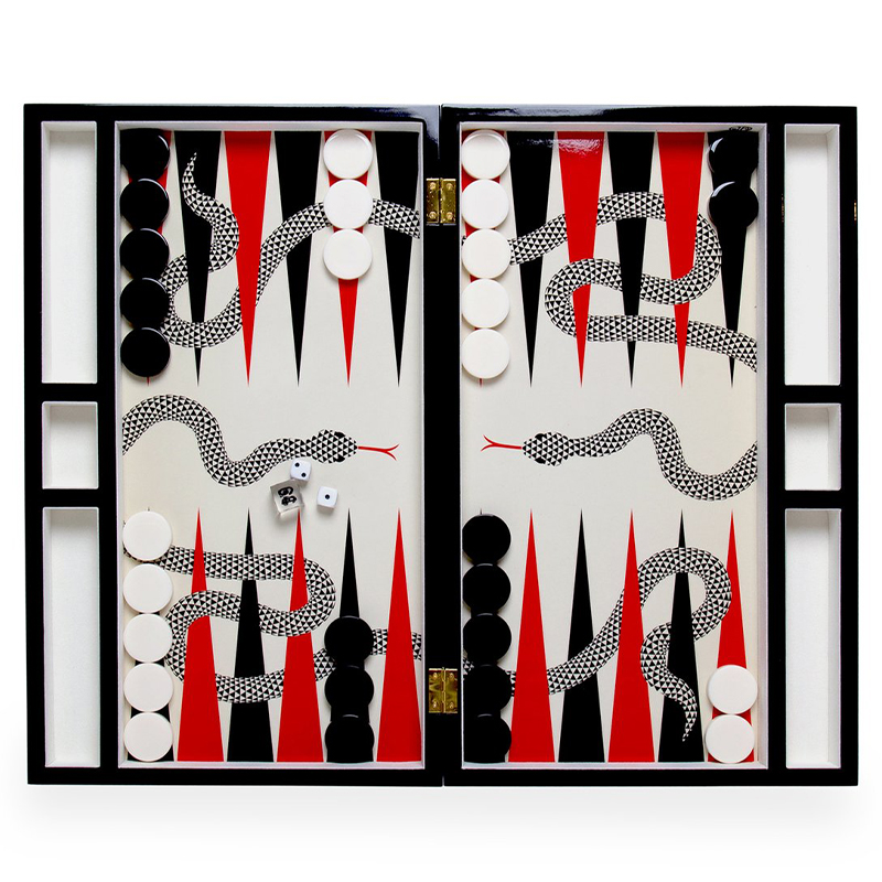 Нарды  EDEN BACKGAMMON SET Jonathan Adler Красный Черный ivory ( слоновая кость ) в Саратове | Loft Concept 