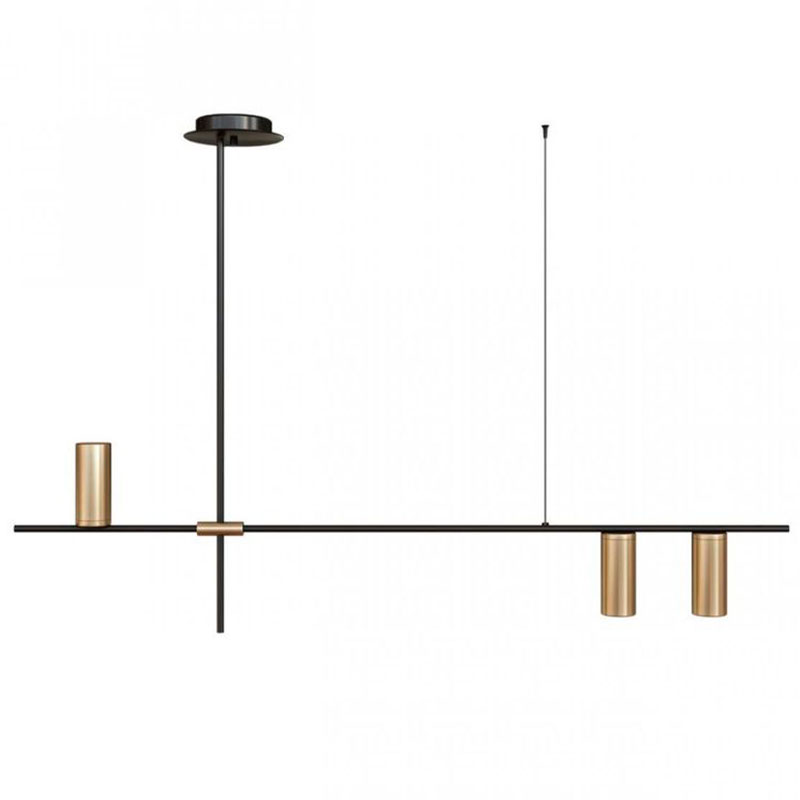 Подвесной светильник TRIBES LINEAR PENDANT 3 плафона Золотой Черный в Саратове | Loft Concept 