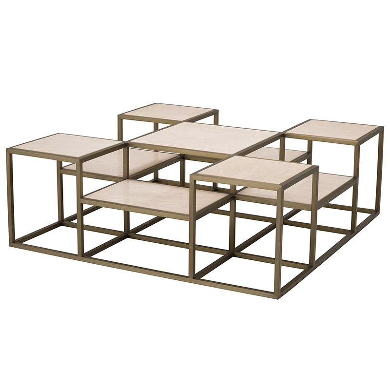 Кофейный стол Eichholtz Coffee Table Smythson Песочный Латунь в Саратове | Loft Concept 