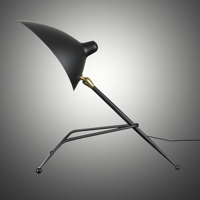 Настольная лампа Serge Mouille Tripod Desk Lamp Черный в Саратове | Loft Concept 