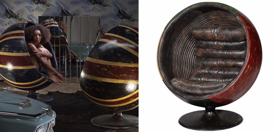 Кресло шар Pod Chair Union Jack & Brown Leather Кресло шар Pod Chair Union Jack & Brown Leather - Loft-Concept в Саратове