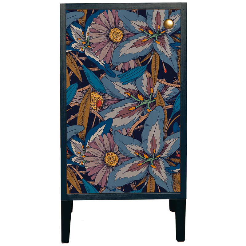 Шкаф с цветочным изображением Blue Floral Print Cabinet Синий Мульти в Саратове | Loft Concept 