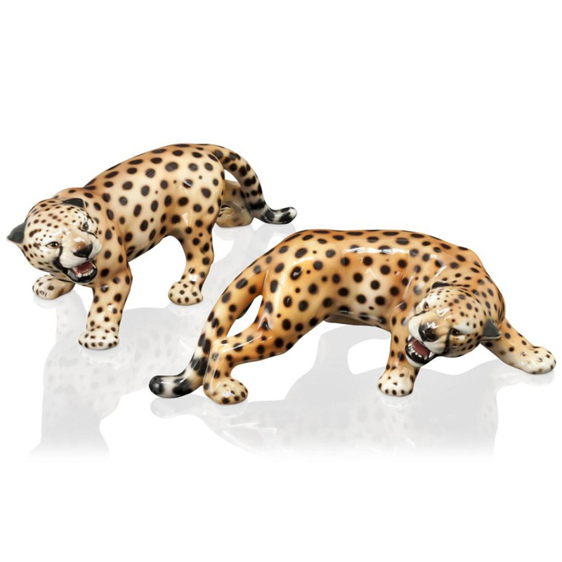 Статуэтки Abhika Cheetah Set 2 Pcs Коричневый Черный в Саратове | Loft Concept 