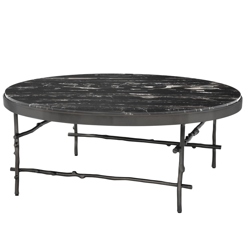 Кофейный стол Eichholtz Coffee Table Tomasso round Черный Мрамор Nero Темная бронза в Саратове | Loft Concept 