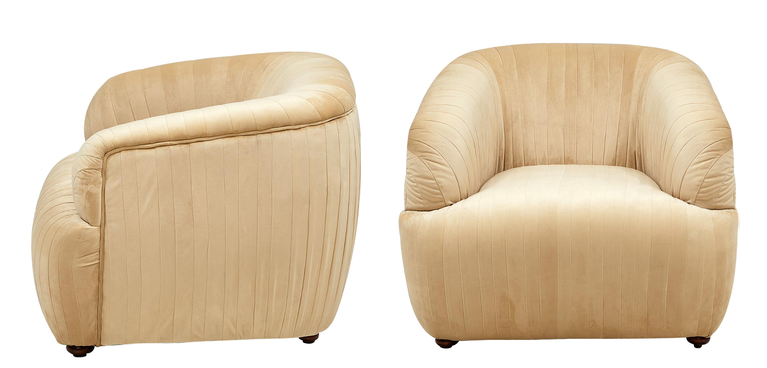 Кресло песочного цвета велюр Lorelai Sand Armchair - фото