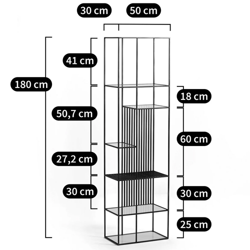 Стеллаж из металла и стекла Menzie Black Stripes Metal Rack Стеллаж из металла и стекла Menzie Black Stripes Metal Rack в Саратове