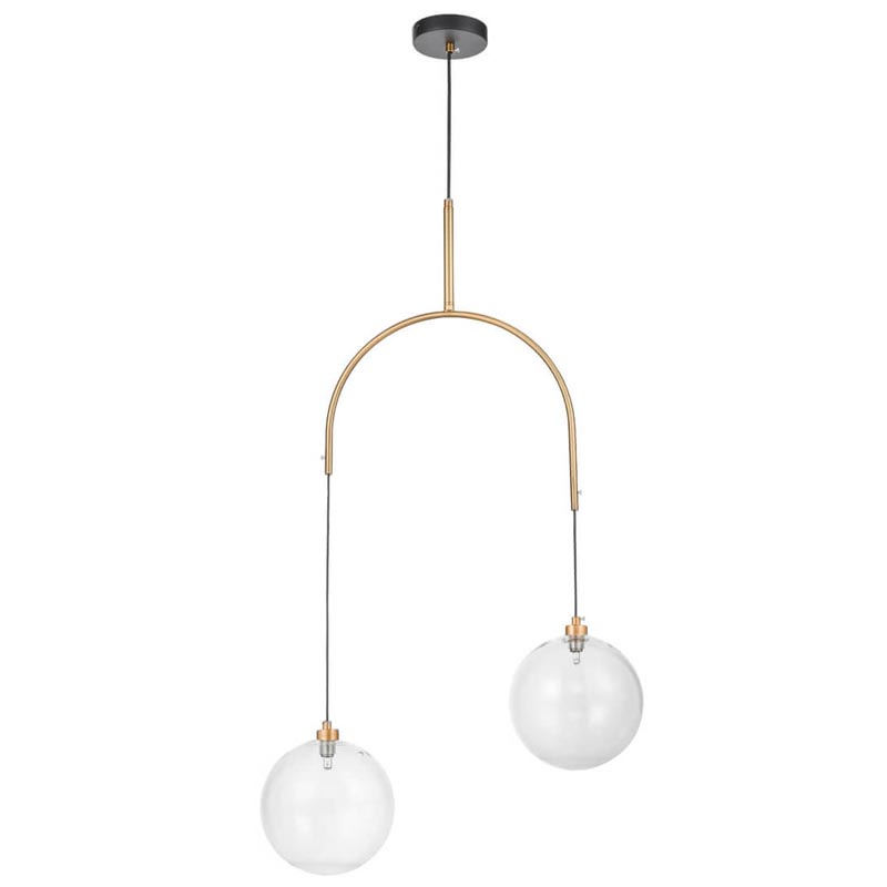 Люстра Two Hanging Ball Chandelier Золотой Прозрачный Черный в Саратове | Loft Concept 