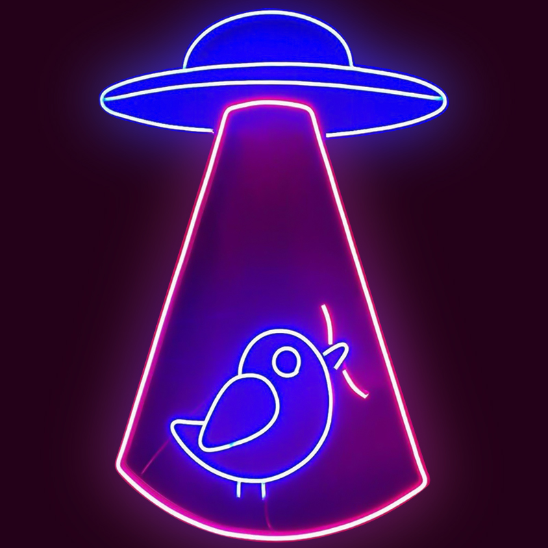 Неоновая настенная лампа UFO and Bird Neon Wall Lamp Синий Лиловый Неоновая настенная лампа UFO and Bird Neon Wall Lamp Синий Лиловый в Саратове | Loft Concept