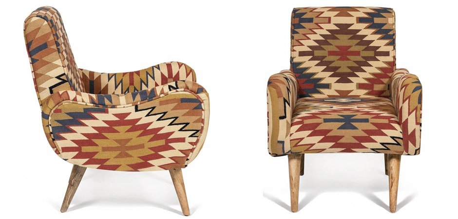 Кресло KELIM Pattern Brown Chair I Кресло KELIM Pattern Brown Chair I - Loft-Concept в Саратове