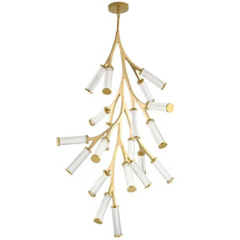 Люстра Cylinder Branches Chandelier Gold Vertical 20 Золотой Прозрачный в Саратове | Loft Concept 